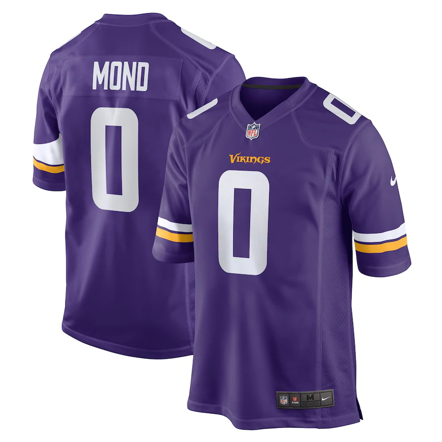Custom Mens Minnesota Vikings 0 Kellen Mond Nike Purple 2021 NFL Draft Pick Player Game Jersey